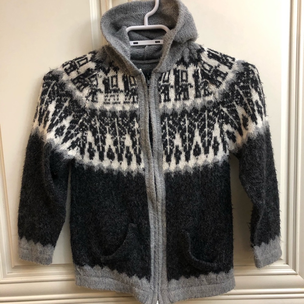 Cozy Gray Patterned Kids Sweater